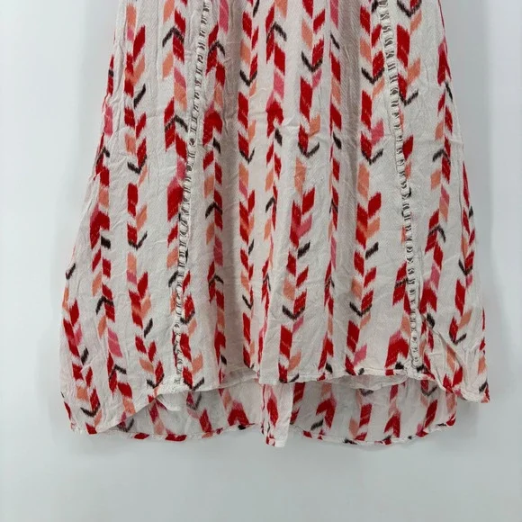 Altard State Womens Medium Red Ikat Chevron Halter Mini Dress Boho Racerback - Picture 3 of 11